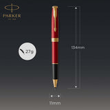 Parker Sonnet Red Gold Trim Rollerball Pen 1931475
