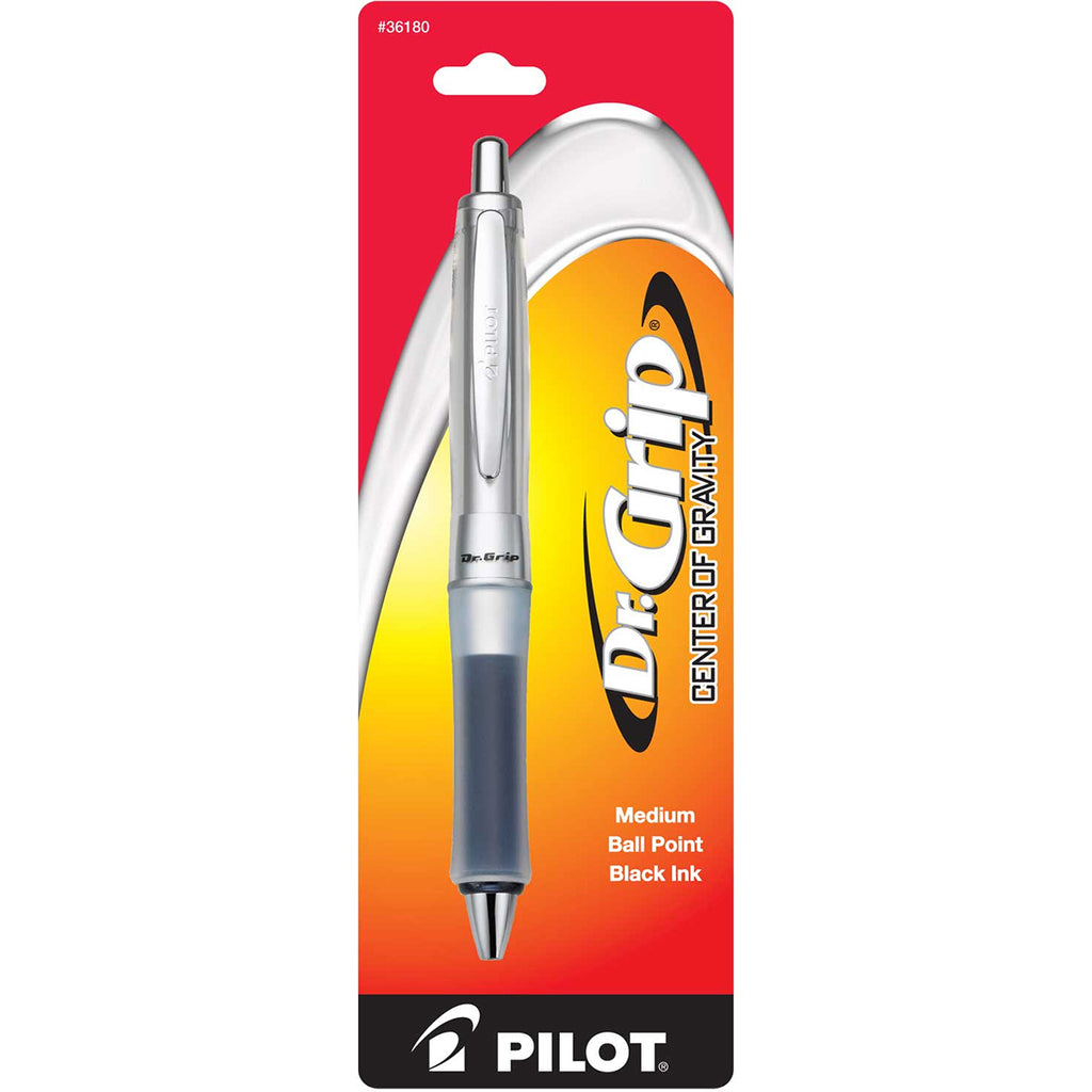 Pilot Dr Grip Pen Center Of Gravity, Charcoal Grip, Medium Black Ink Retracatble  Pilot Ballpoint Pen