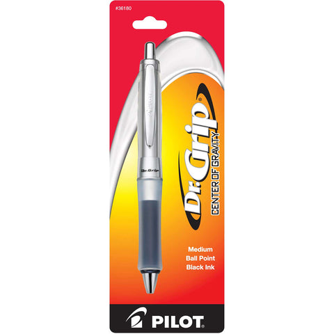 Pilot Dr Grip Pen Center Of Gravity, Charcoal Grip, Medium Black Ink Retracatble