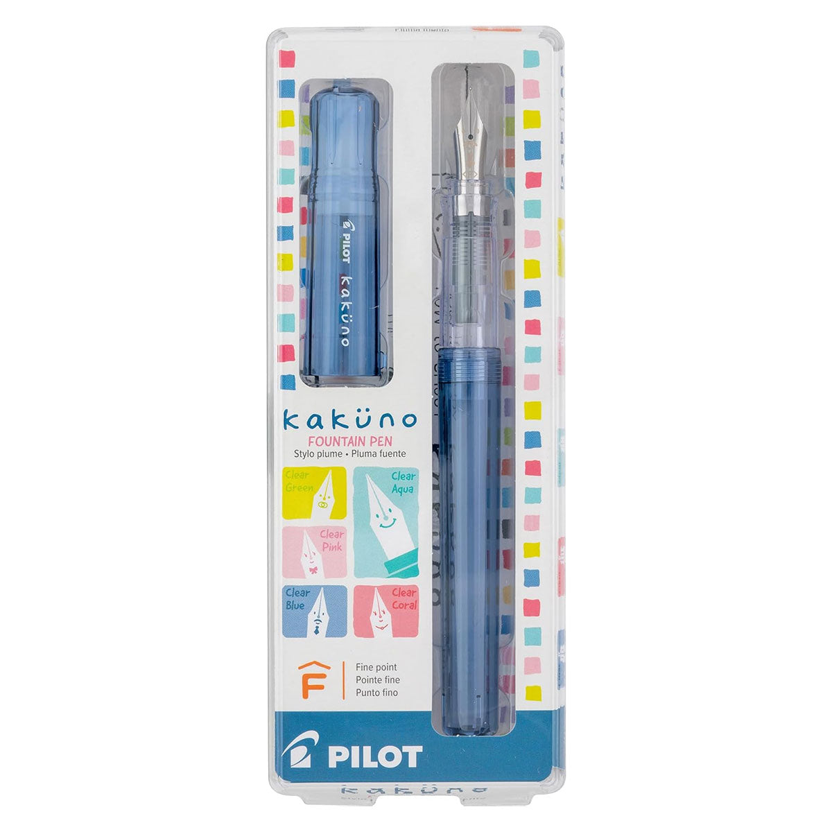 Pilot Kakuno Clear Blue Demonstrator Fountain Pen Fine 19615