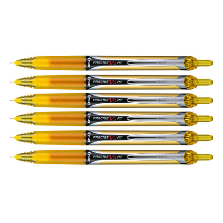 Pilot Precise V5 RT Yellow Pens Pack of 6  Pilot Rollerball Pens