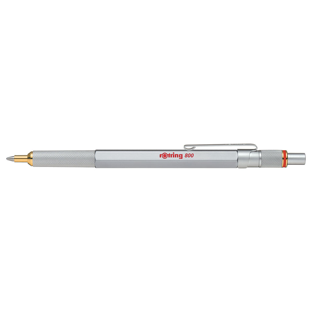 Rotring 800 Silver Ballpoint Pen Medium Black Ink