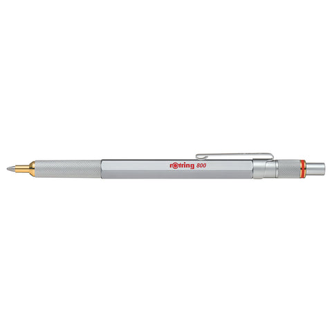Rotring 800 Silver Ballpoint Pen Medium Black Ink