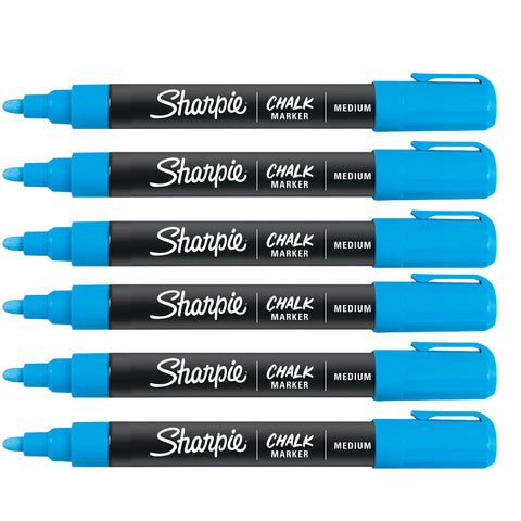 Sharpie Wet Erase Chalk Marker Blue Medium Bullet Tip Pack of 6Pens and Pencils