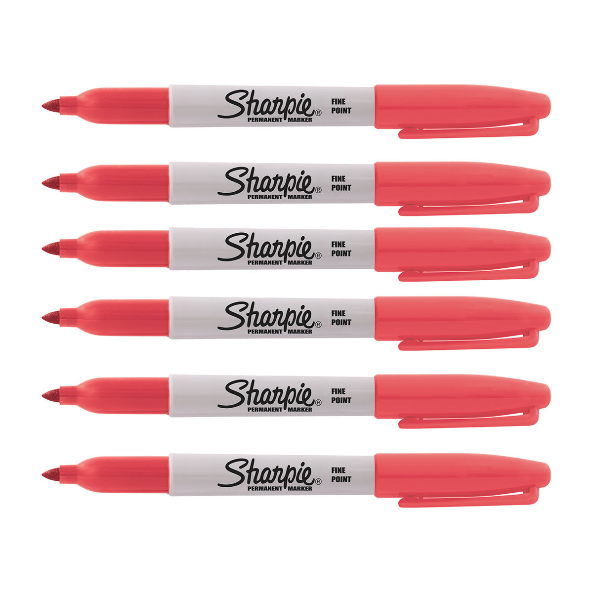 Sharpie Solar Flare Red Fine Tip Permanent Markers Pack of 6