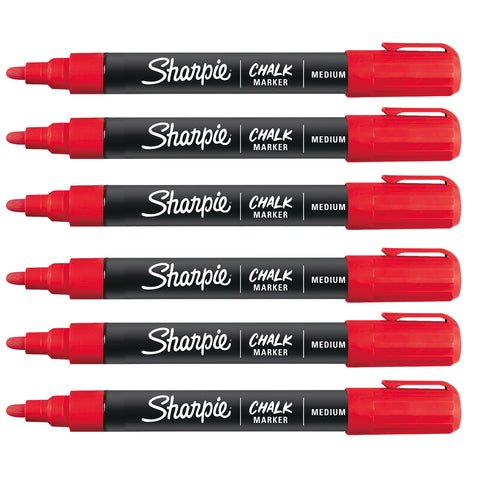 Sharpie Red Chalk Marker Wet Erase Pack of 6