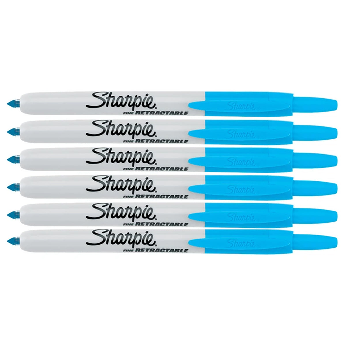 Sharpie Retractable Turquoise Fine Point Permanent Marker Pack of 6