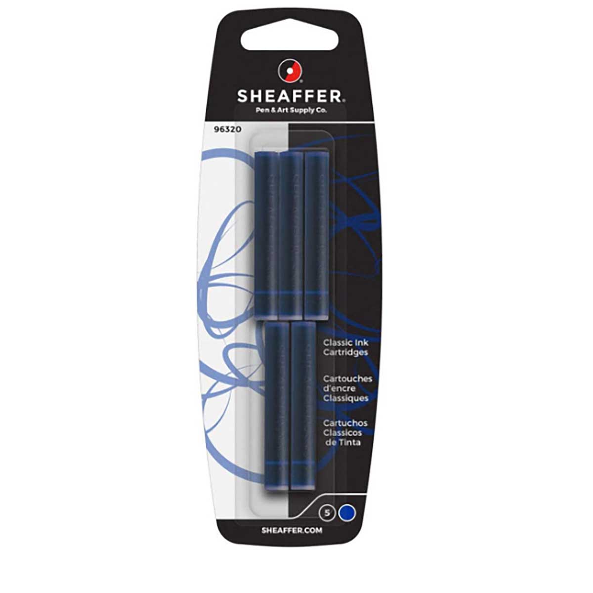 Sheaffer Fountain Pen Ink Cartridges Blue 96320 Pack of 5