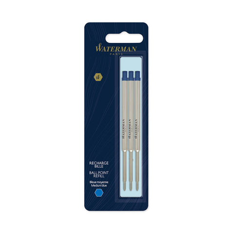 Waterman Ballpoint Pen Refills Blue Medium Pack of 3