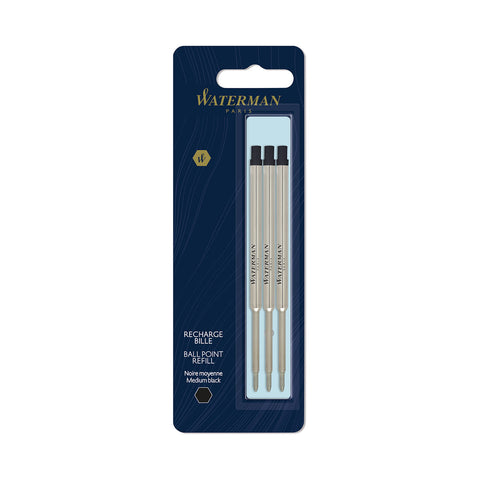 Waterman Ballpoint Pen Refills Black Medium Pack of 3