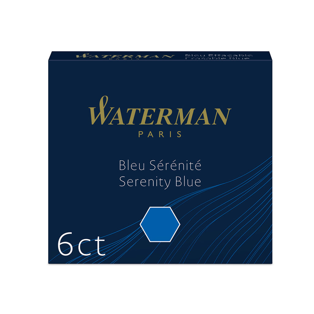 Waterman Short International Erasable Fountain Pen Cartridges Serenity Blue, 6 Ct S0110950  Waterman Fountain Pen Ink Cartridges