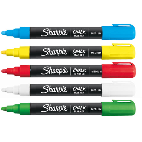 SHARPIE Chalk Markers | Wet Erase Chalk Pens | Assorted Colours | 5 Count