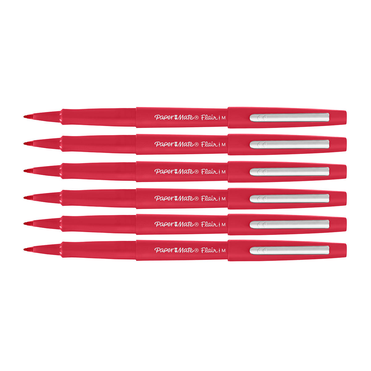 Paper Mate Flair Red Medium Felt Tip Pens Point Guard, Pack of 6  Paper Mate Felt Tip Pen