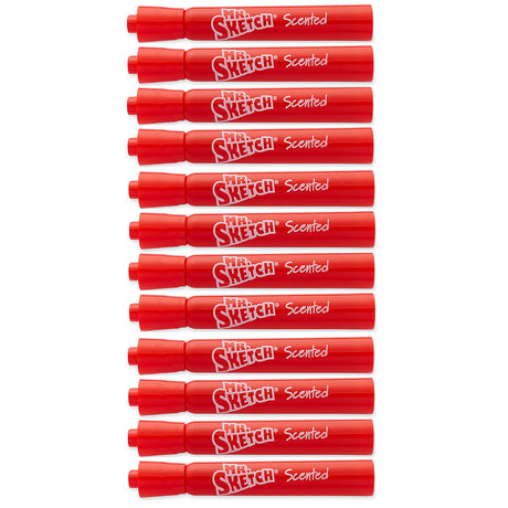 Mr. Sketch Cherry Scented Markers Chisel Tip Red Color, Dozen  1919006  Mr Sketch Scented Markers