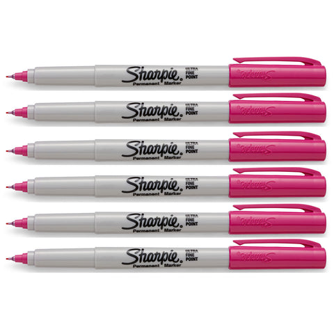 Sharpie Power Pink Ultra Fine Point Permanent Markers Pack of 6