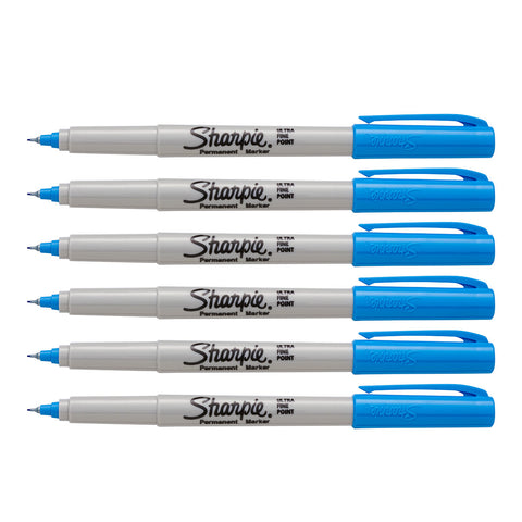 Sharpie Brilliant Blue Ultra Fine Pack Of 6  Sharpie Markers