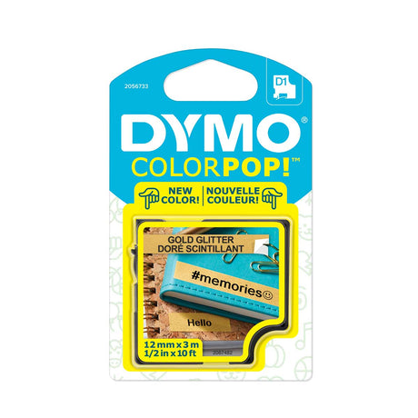 Dymo D1 Label Tape Black On Gold Glitter ColorPop 1/2 In x 10 Feet Wholesale Pack of 48  Dymo Dymo Labels