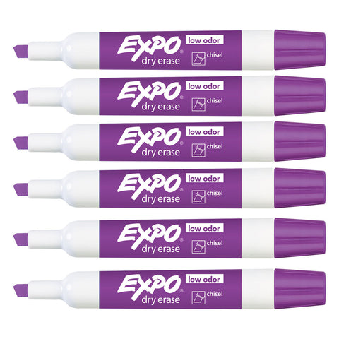 Expo Dry Erase Amethyst Chisel Tip Marker,  Low Odor Pack of 6