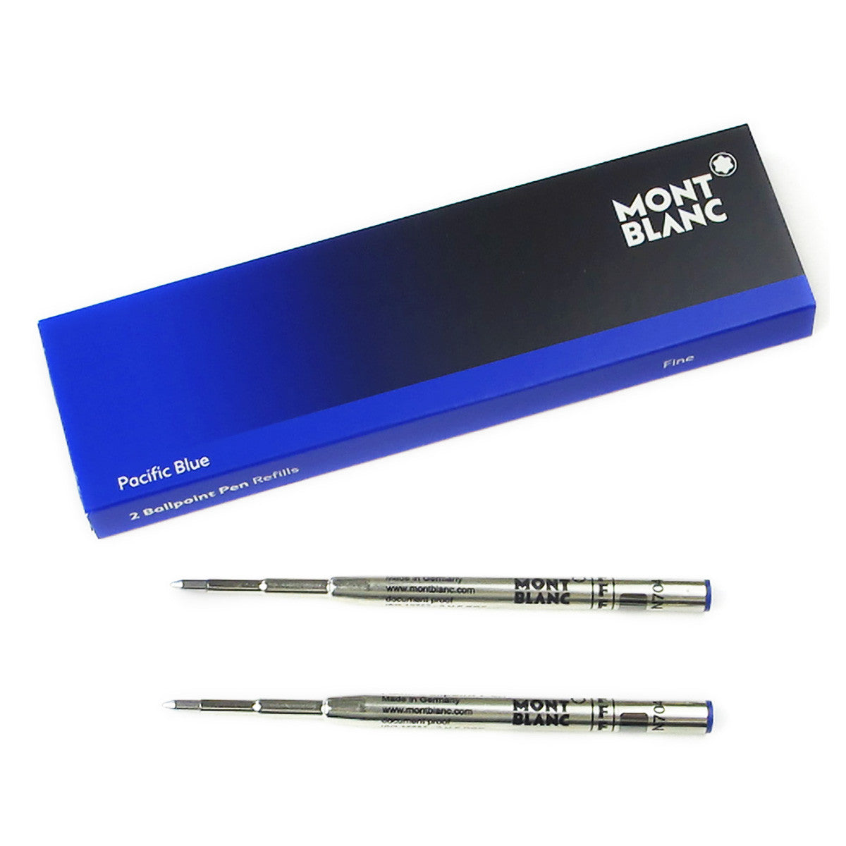 Permanent pianist Eervol Montblanc Pacific Blue Ballpoint Refill Fine Pack of 2