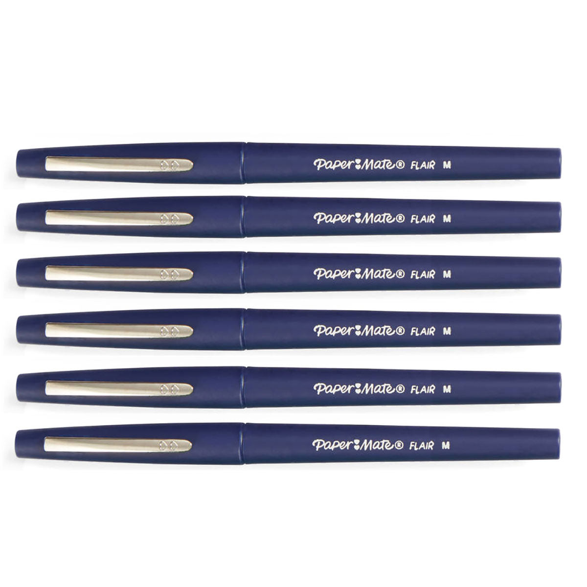 Paper Mate Flair Navy Felt Tip Pen Medium, Pack of 6  Paper Mate Felt Tip Pen