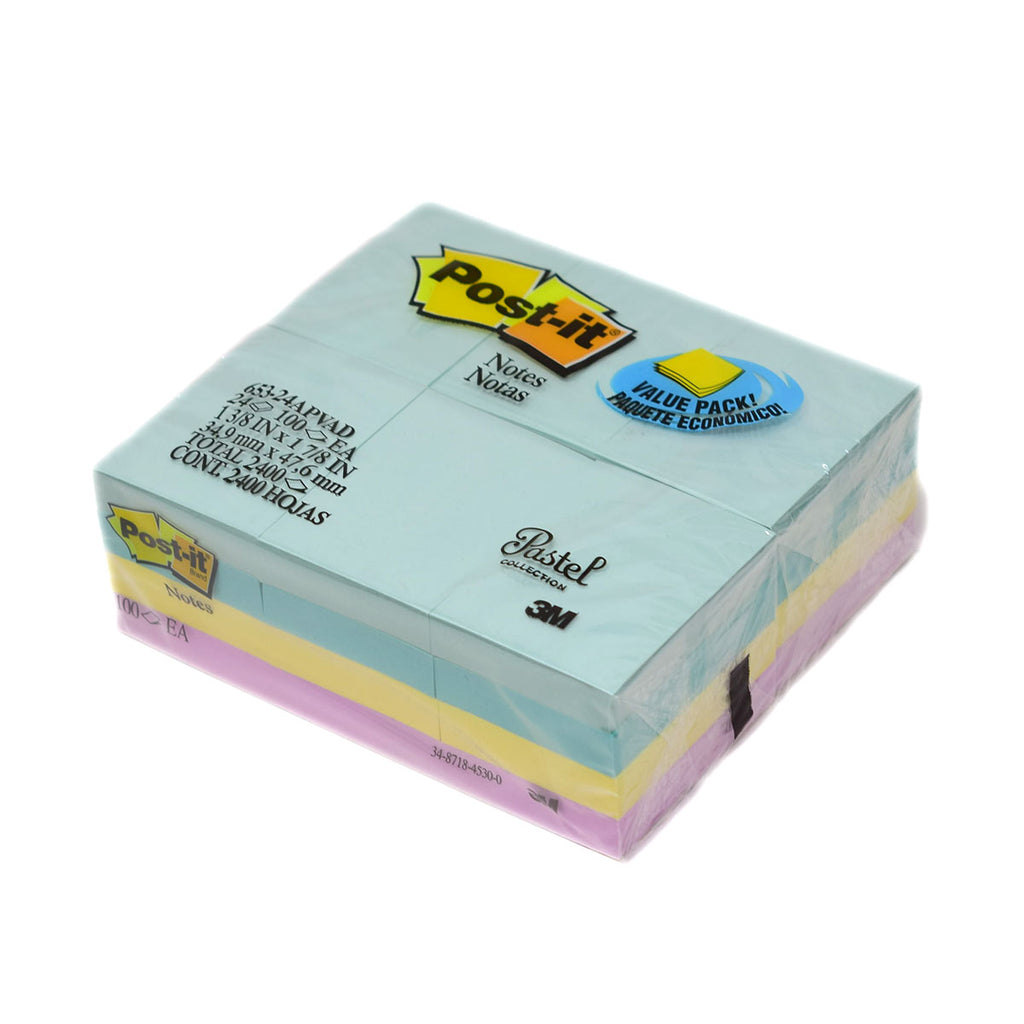 Small Post It Notes, Pack of 2400 Notes, Pastel Colors - 1-3/8 x 1 7/8