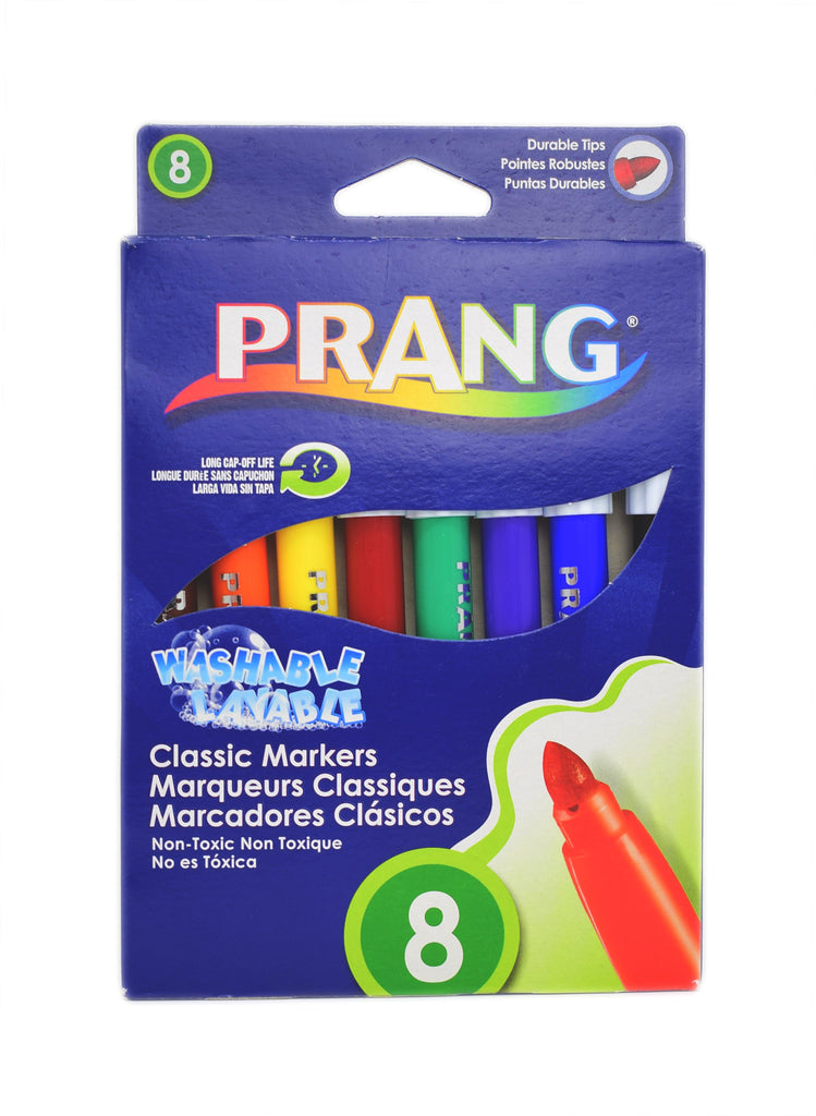 Prang Washable Markers, Non Toxic, Long Cap-Off Life, 8 Assorted Color