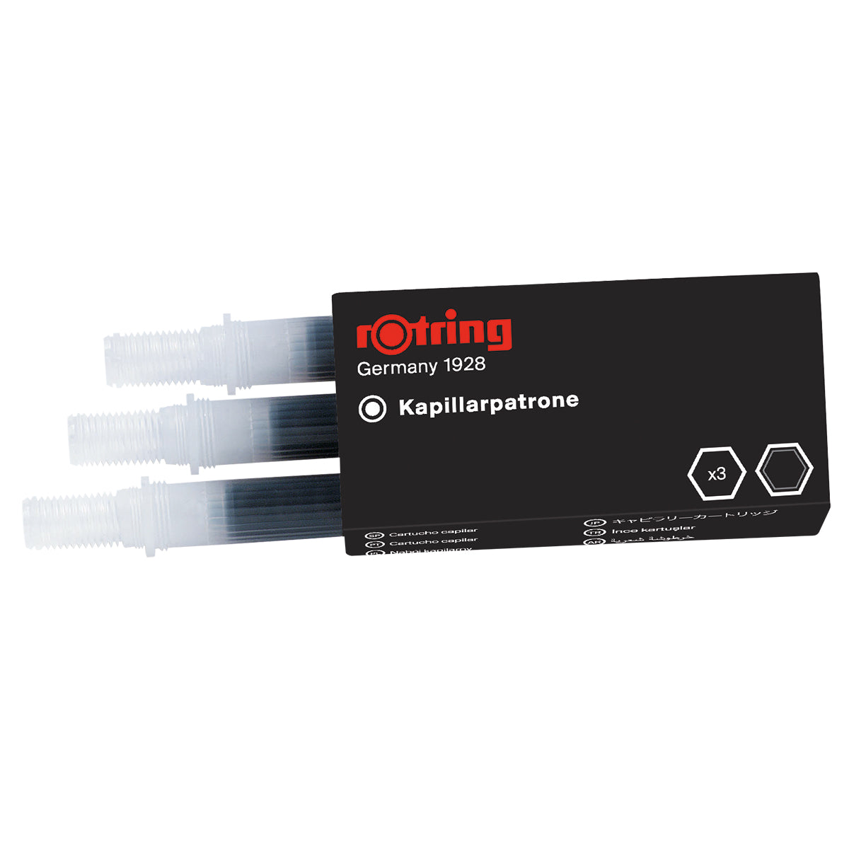 Rotring Rapidograph Ink Cartridges Black S0194640 Pack of 12 Capillary Cartridges  PensAndPencils.Net 