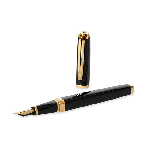 Waterman Exception Slim Black Gold Trim Fountain Pen S0636930  Waterman Fountain Pens