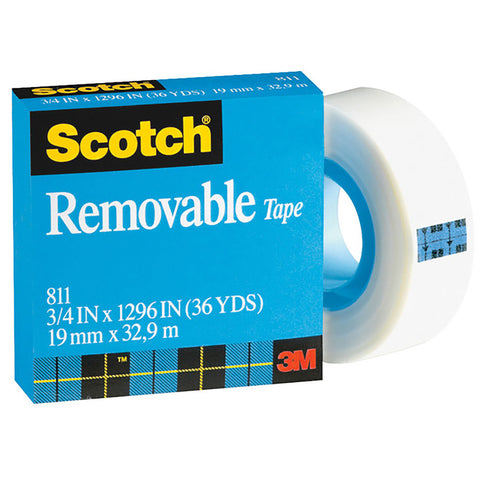 Scotch Removeable Tape, Invisible Matte Finish 811, 3/4 in x 1296 in. Photo Safe