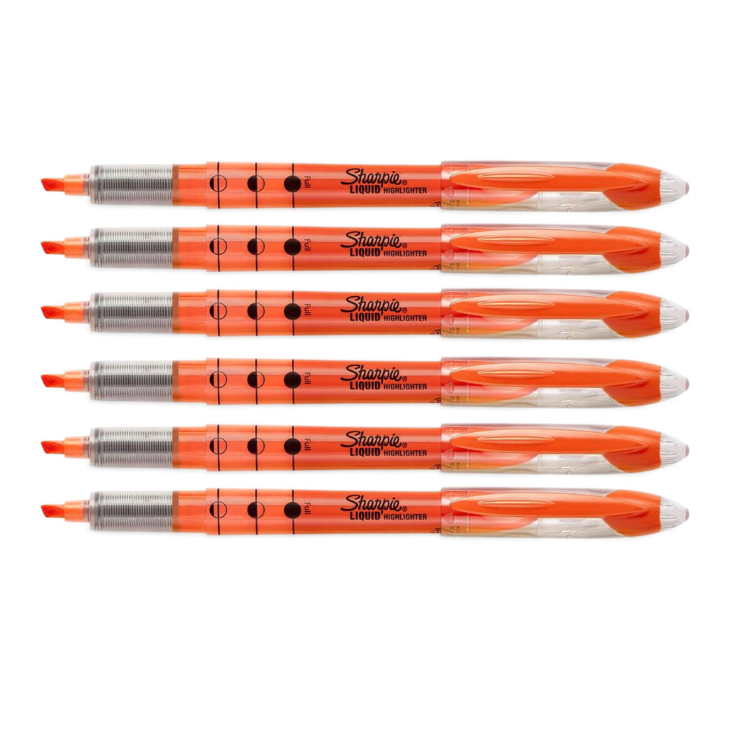 Sharpie Liquid Highlighter Orange Narrow Chisel Tip Pack Of 6  Sharpie Highlighter