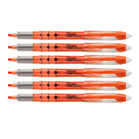 Sharpie Liquid Highlighter Orange Narrow Chisel Tip Pack Of 6
