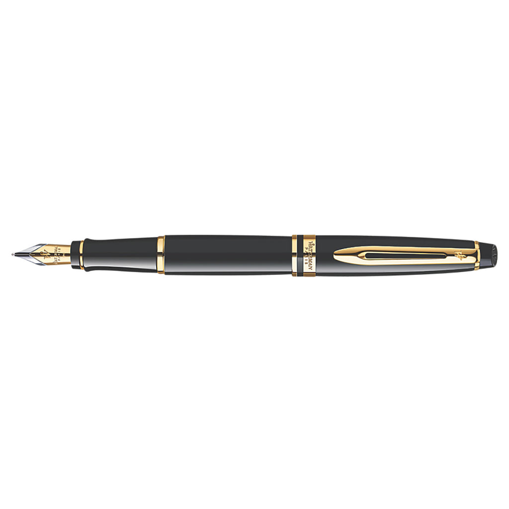 Waterman Expert Black Gold Trim Extra Fine Fountain Pen  Waterman Fountain Pens