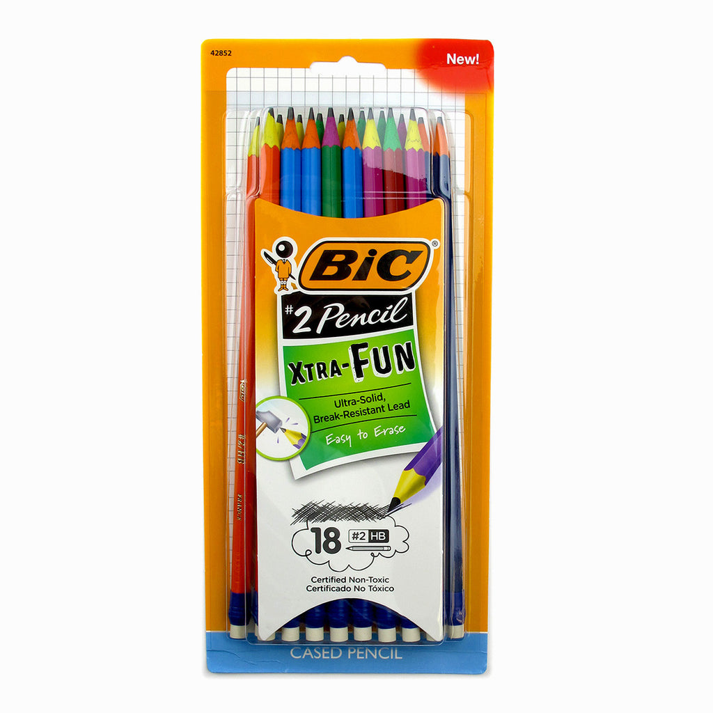 Bic Xtra Fun HB #2 Pencils For Kids Colorful Barrels Certified Non Toxic Pack of 18  Bic Pencils