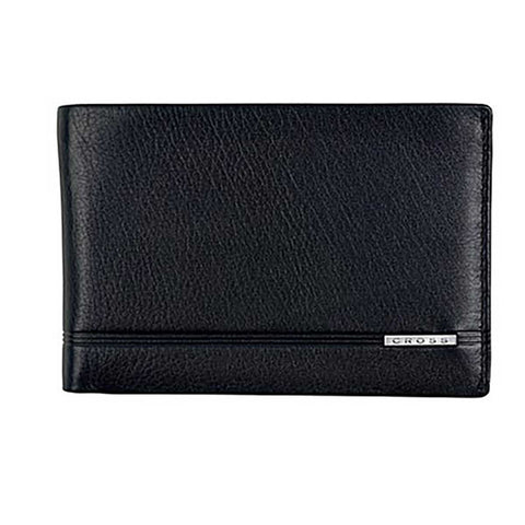 Cross Bi-Fold Card Wallet Black Top Grain, Soft Nappa Leather, Mens