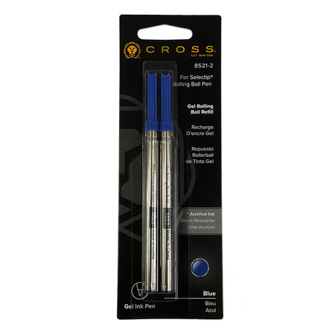 Cross Rollerball Refill, Blue Gel Ink, Pack of 2, 8521-2