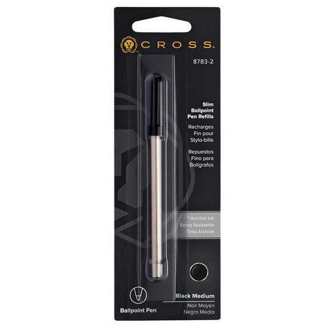 Cross Slim Ballpoint Pen Refill For Cross Click Pens, Black Medium 8783-2