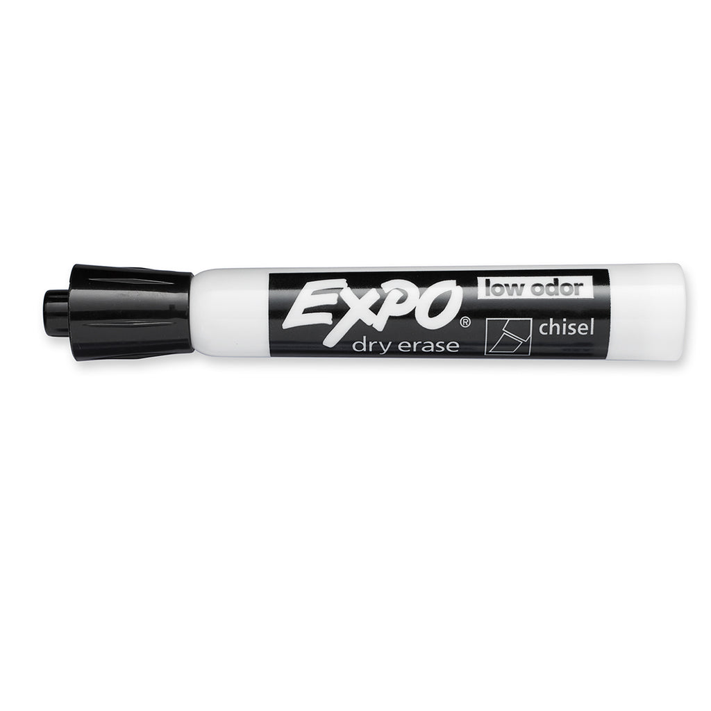 Expo 80001 Black Low-Odor Chisel Tip Dry Erase Marker - 12/Pack