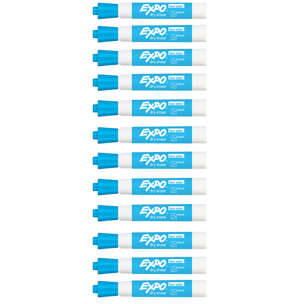 Expo Dry Erase Aqua Low Odor Chisel Tip Marker 12 Count  Expo Dry Erase Markers