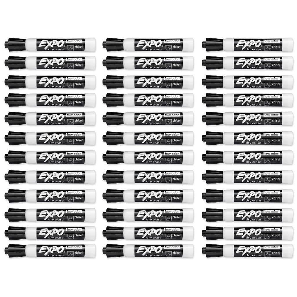 Bulk Pack of 96 Black Dry Erase Markers - Chisel Tip - Low Odor - Perfect  for Sc