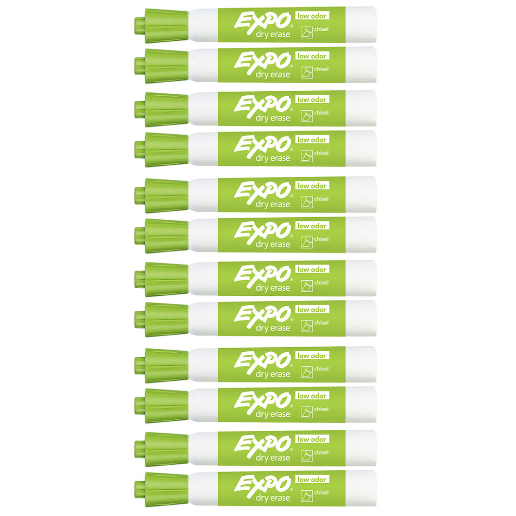 Expo Dry Erase Markers Lime, Chisel Tip 12 Count  Expo Dry Erase Markers