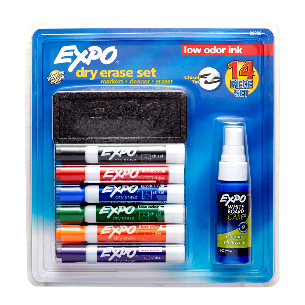 Expo Dry Erase Marker Set of 12 Markers, Eraser and Spray Cleaner