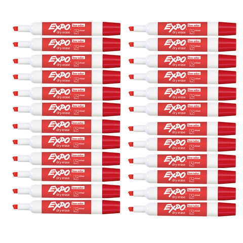 Expo Red Markers Dry Erase Low Odor Chisel Tip Bulk Pack of 24Pens and Pencils
