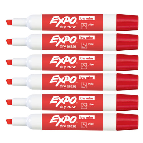 Expo Markers Red Chisel Tip, Dry Erase, Low odor, Pack of 6  Expo Dry Erase Markers