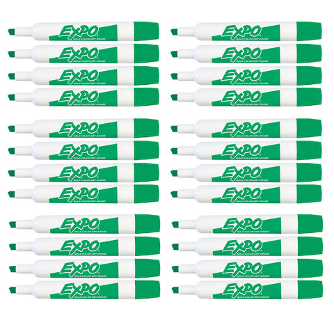 Expo Dry Erase Green Marker Chisel Tip Low Odor  83004 - Bulk Pack of 24  Expo Dry Erase Markers