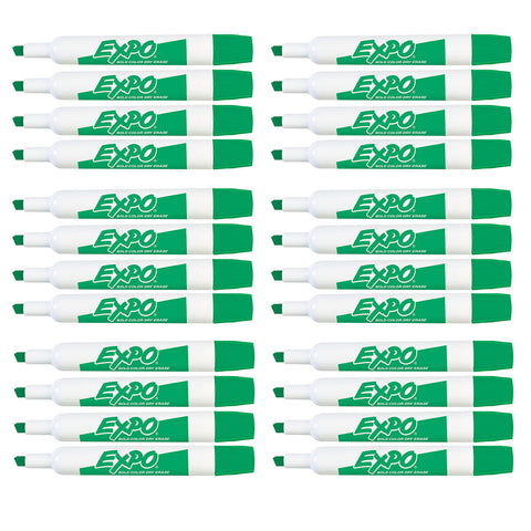 Expo Dry Erase Green Marker Chisel Tip Low Odor  83004 - Bulk Pack of 24  Expo Dry Erase Markers