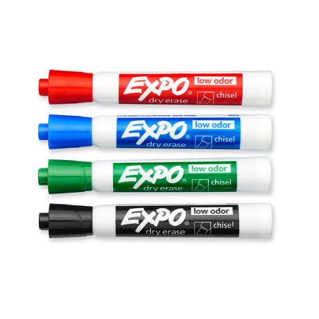 Expo Markers Assorted Colors Pack of 4- Red, Blue, Green and Black  Expo Dry Erase Markers