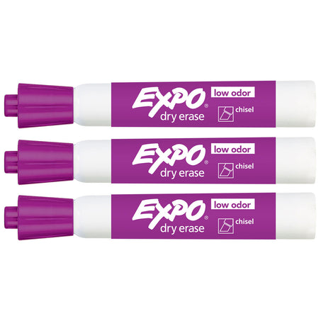 Expo Dry Erase Low Odor Plum Chisel Tip Marker Pack of 3  Expo Dry Erase Markers