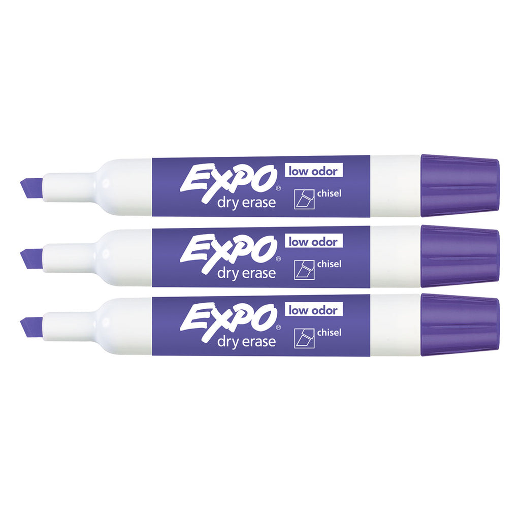 Expo Purple Dry Erase Markers Chisel Tip Pack of 3  Expo Dry Erase Markers