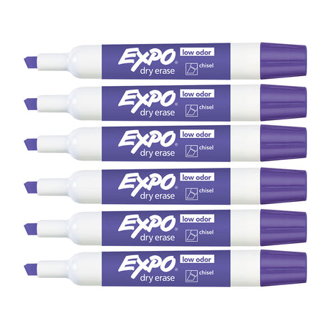 Expo Purple Dry Erase Markers Chisel Tip Pack of 6  Expo Dry Erase Markers