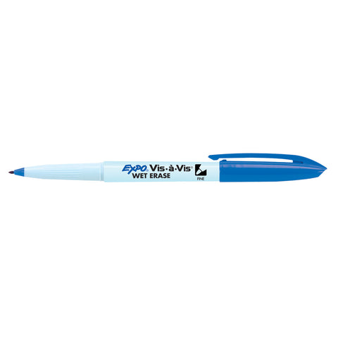 Expo Vis A Vis Blue Wet Erase Markers Fine Point
